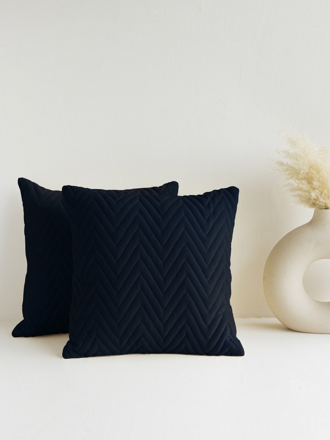 

HOMEMONDE Blue Set of 2 Geometric Square Cushion Covers