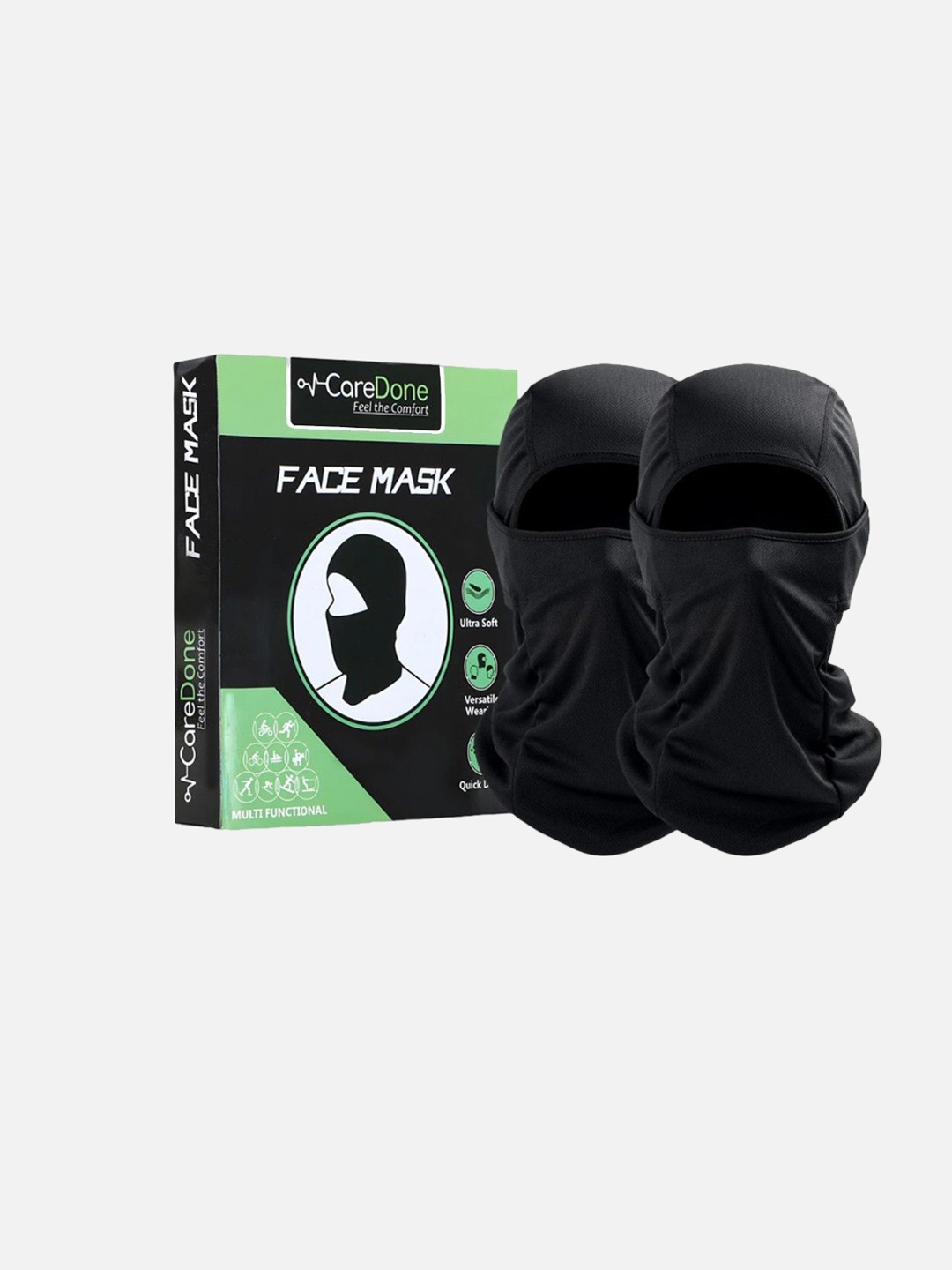 

CareDone Men Pack Of 2 Reusable Bike Riding Dust Protection Face Mask, Black