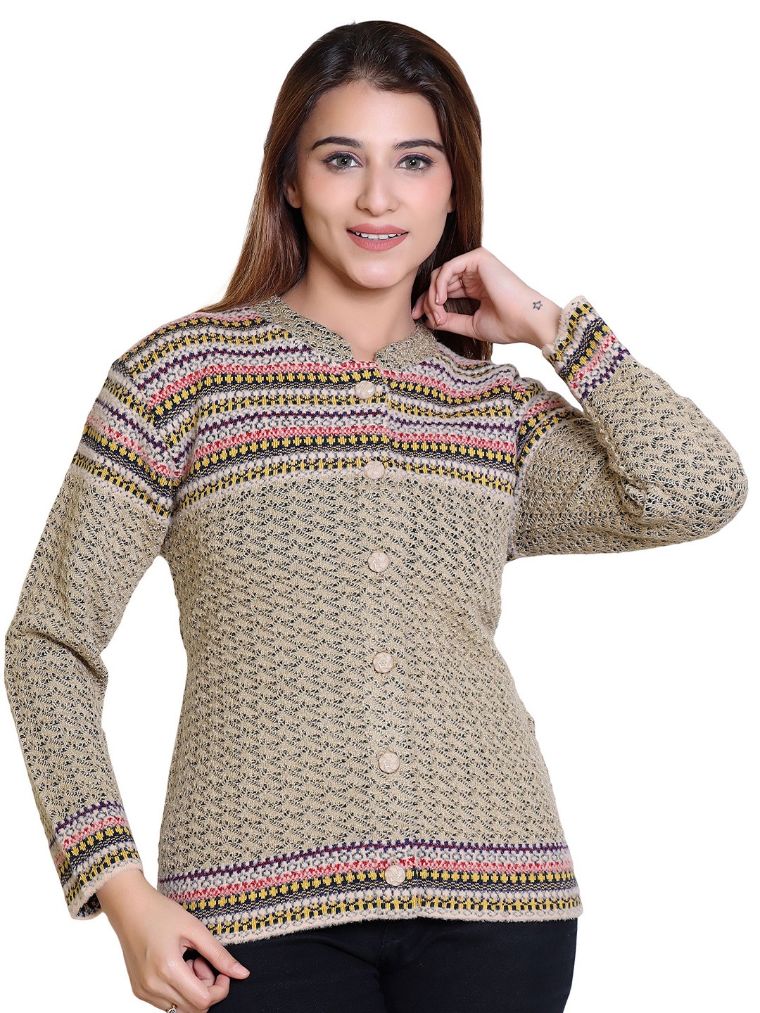 

TWENTY ME Women Cable Knit Cardigan, Beige