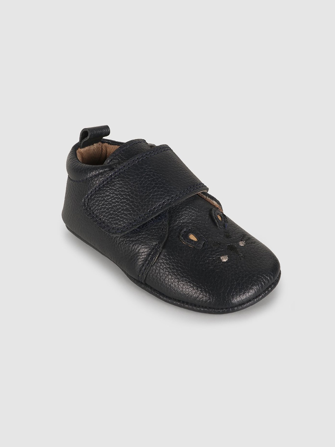

mothercare Boys Textured Embroidered Leather Pram Shoes, Navy blue