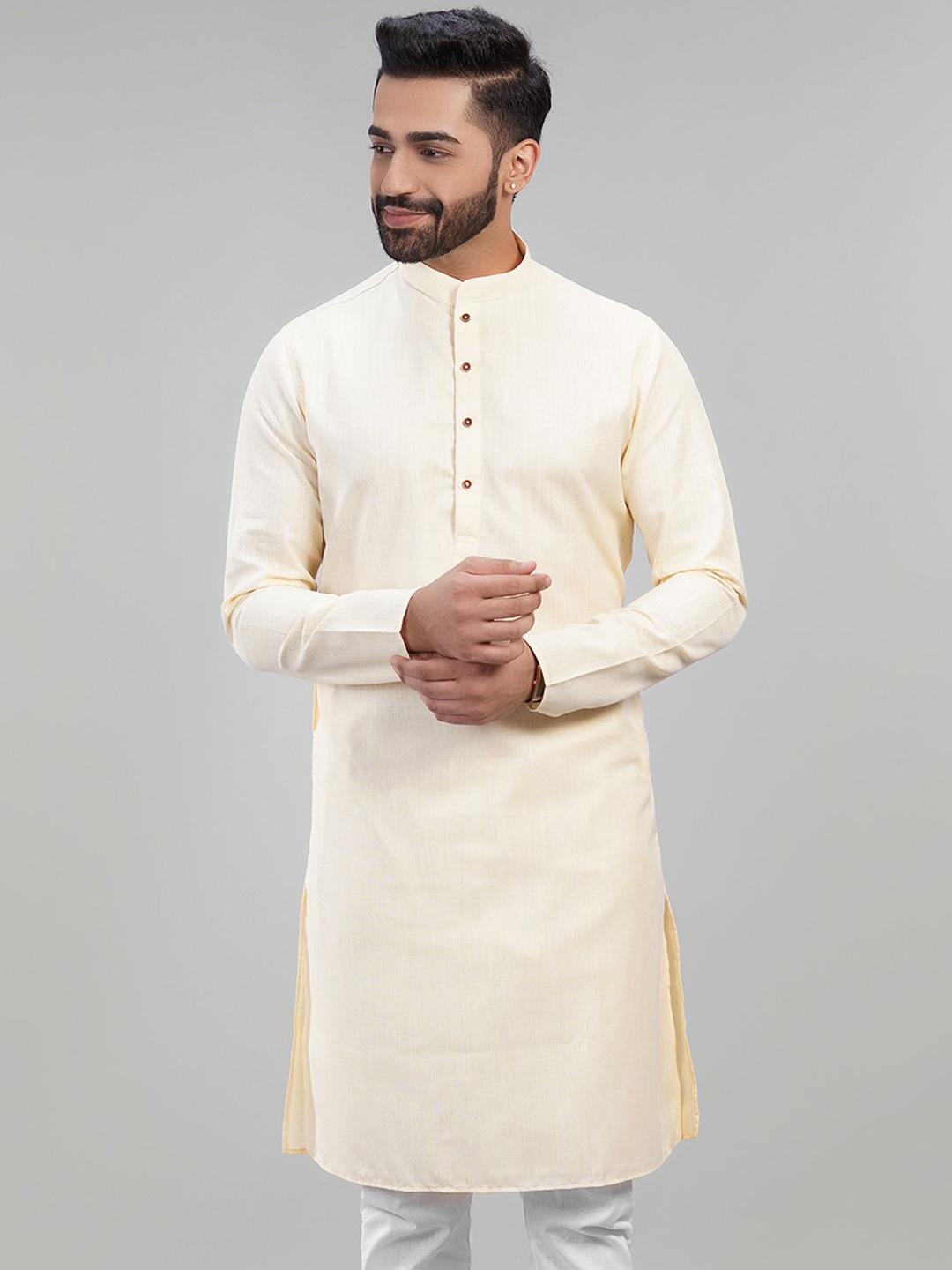 

LA'SCOOT Men Regular Kurta with Pyjamas, Yellow