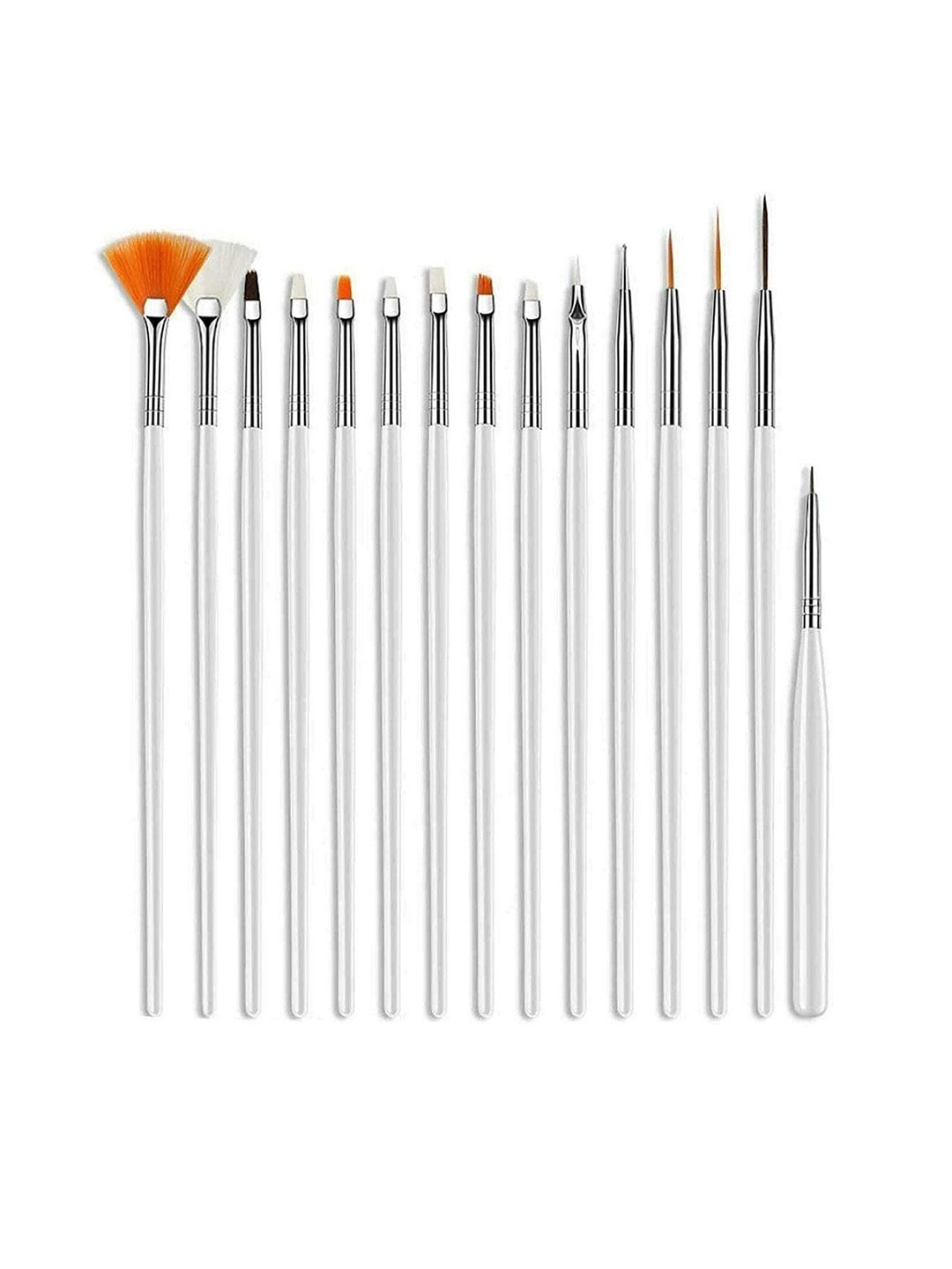 

zemglam Set Of 15 Nail Art Gel Design Pen Painting Polish Brush, White