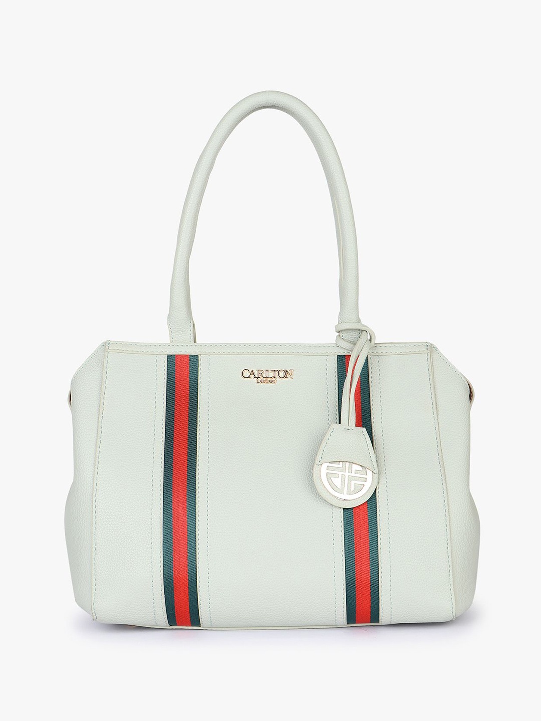 

Carlton London Striped Structured Handheld Bag, Green