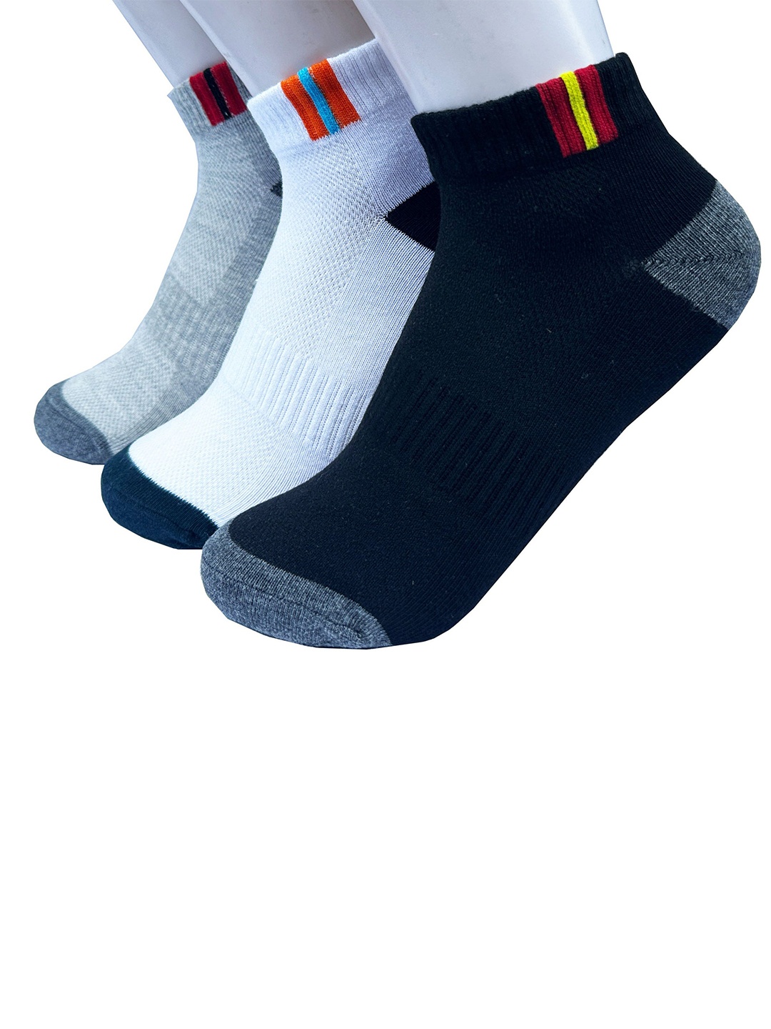 

Alexvyan Men Pack Of 3 Patterned Ankle-Length Socks, White