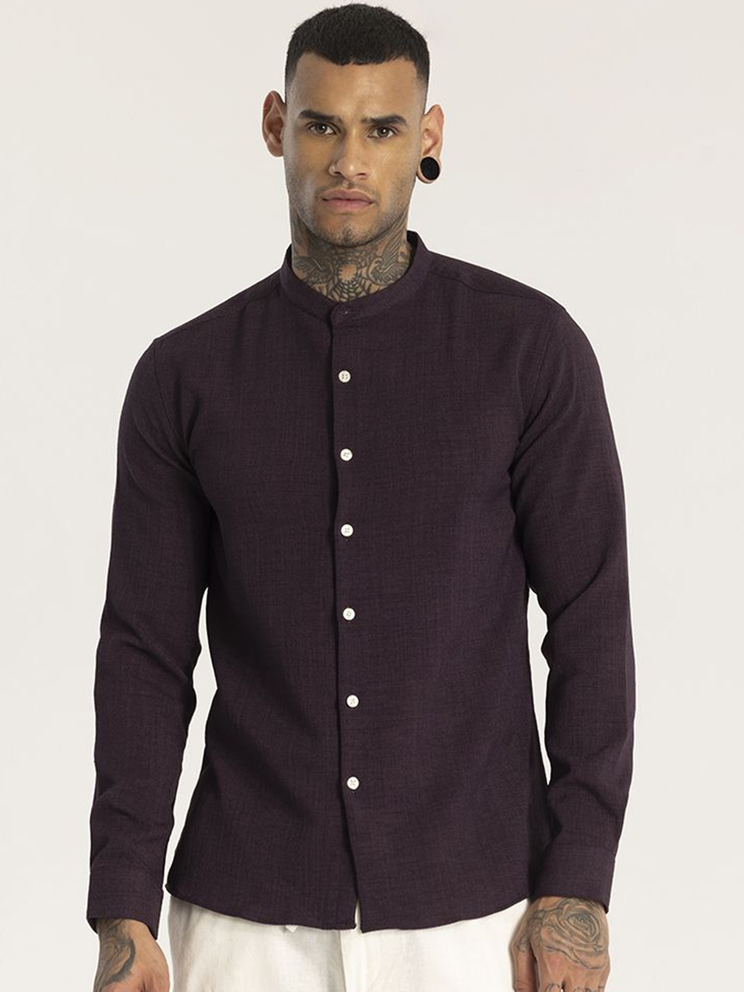 

Snitch Men Smart Slim Fit Opaque Casual Shirt, Burgundy