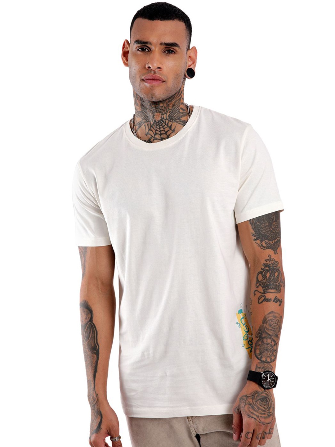 

WROGN Classic Typography Printed Slim Fit Cotton T-shirt, White