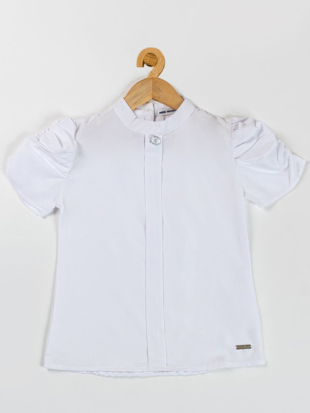 

PAMPOLINA Puff Sleeve Shirt Style Top, White