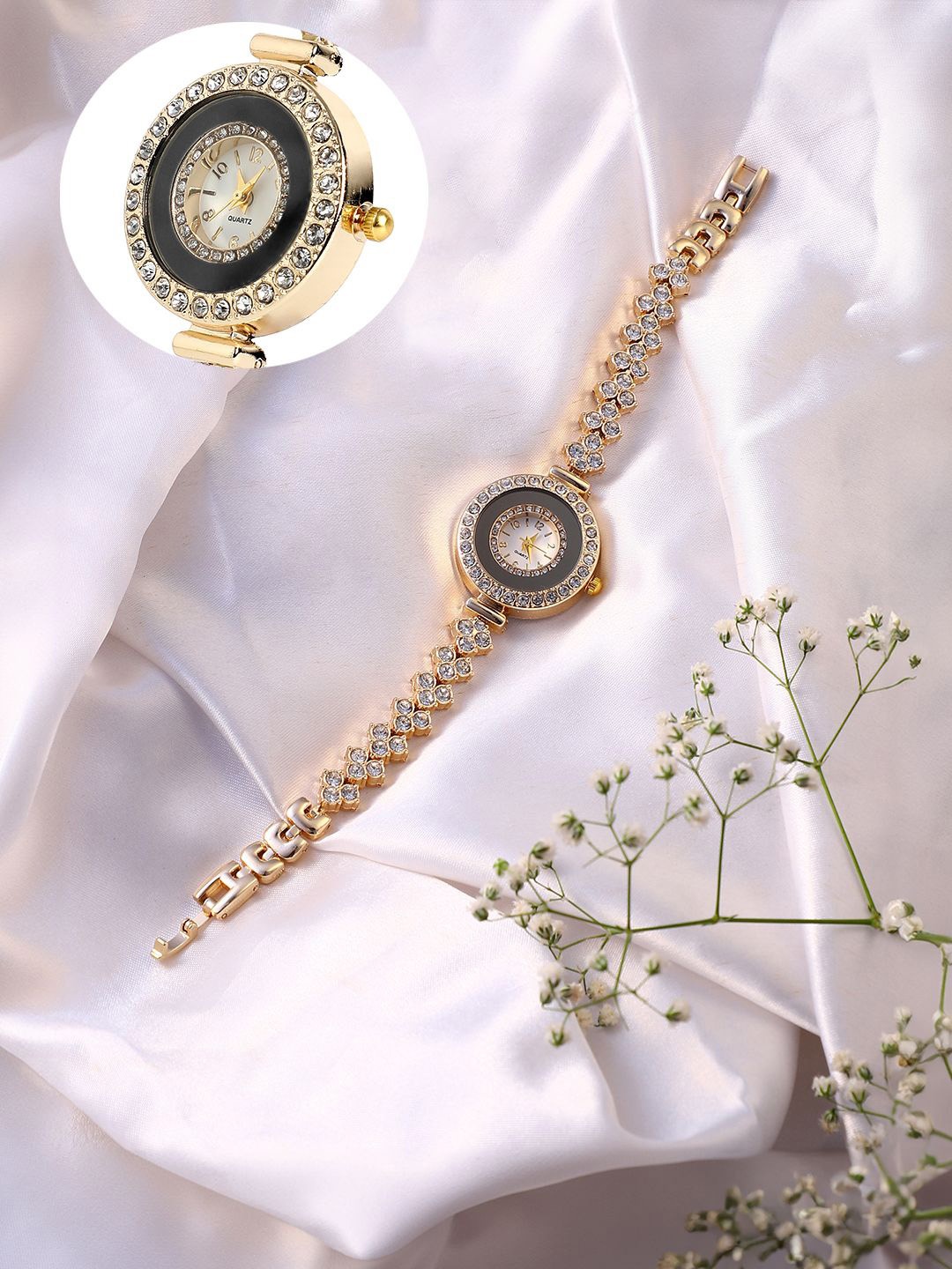 

HAUTE SAUCE by Campus Sutra Women Embellished Dial & Stainless Steel Bracelet Style Straps Analogue Watch, Gold