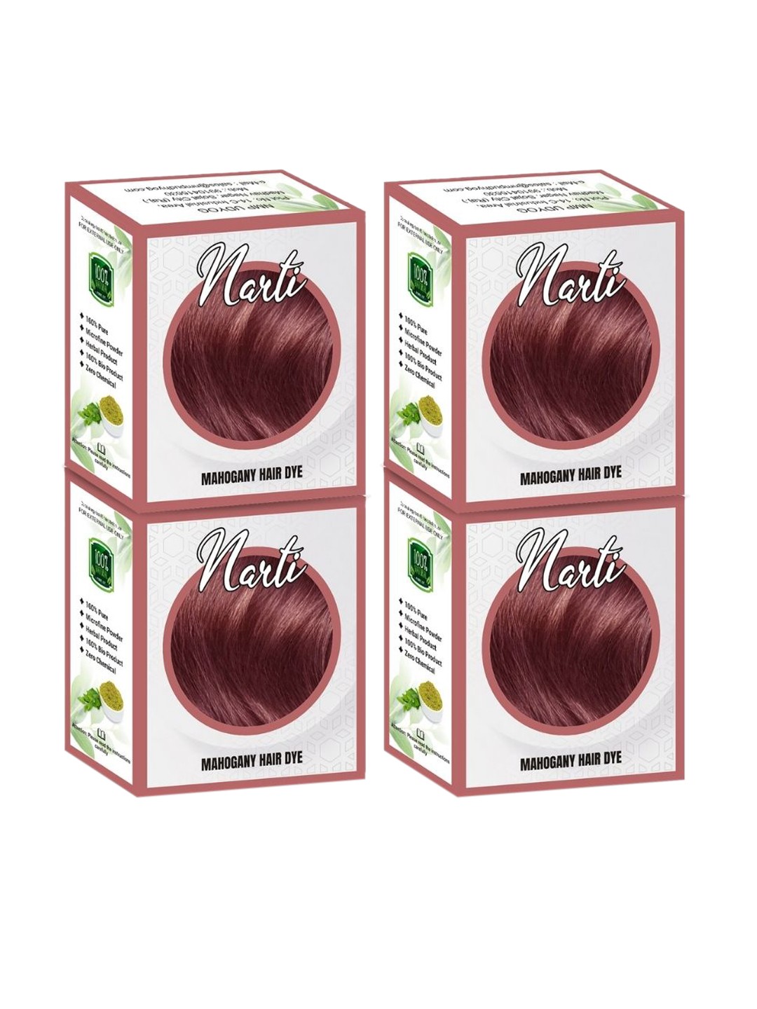 

NARTI Set Of 4 Henna Mahogany Hair Color - 60g Each, Maroon