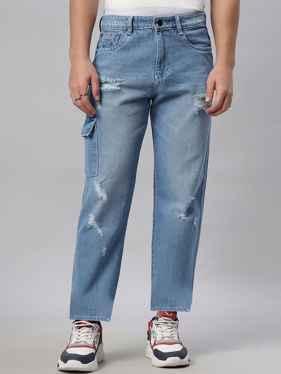 

Hence Men Faded Loose Fit Cargos Trousers, Blue