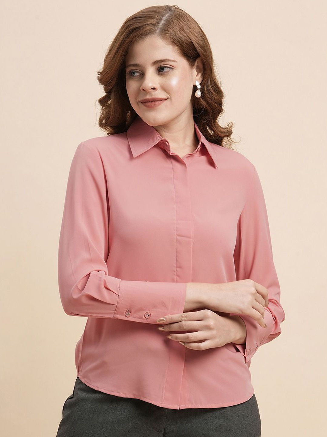 

Selvia Women Opaque Semiformal Shirt, Pink