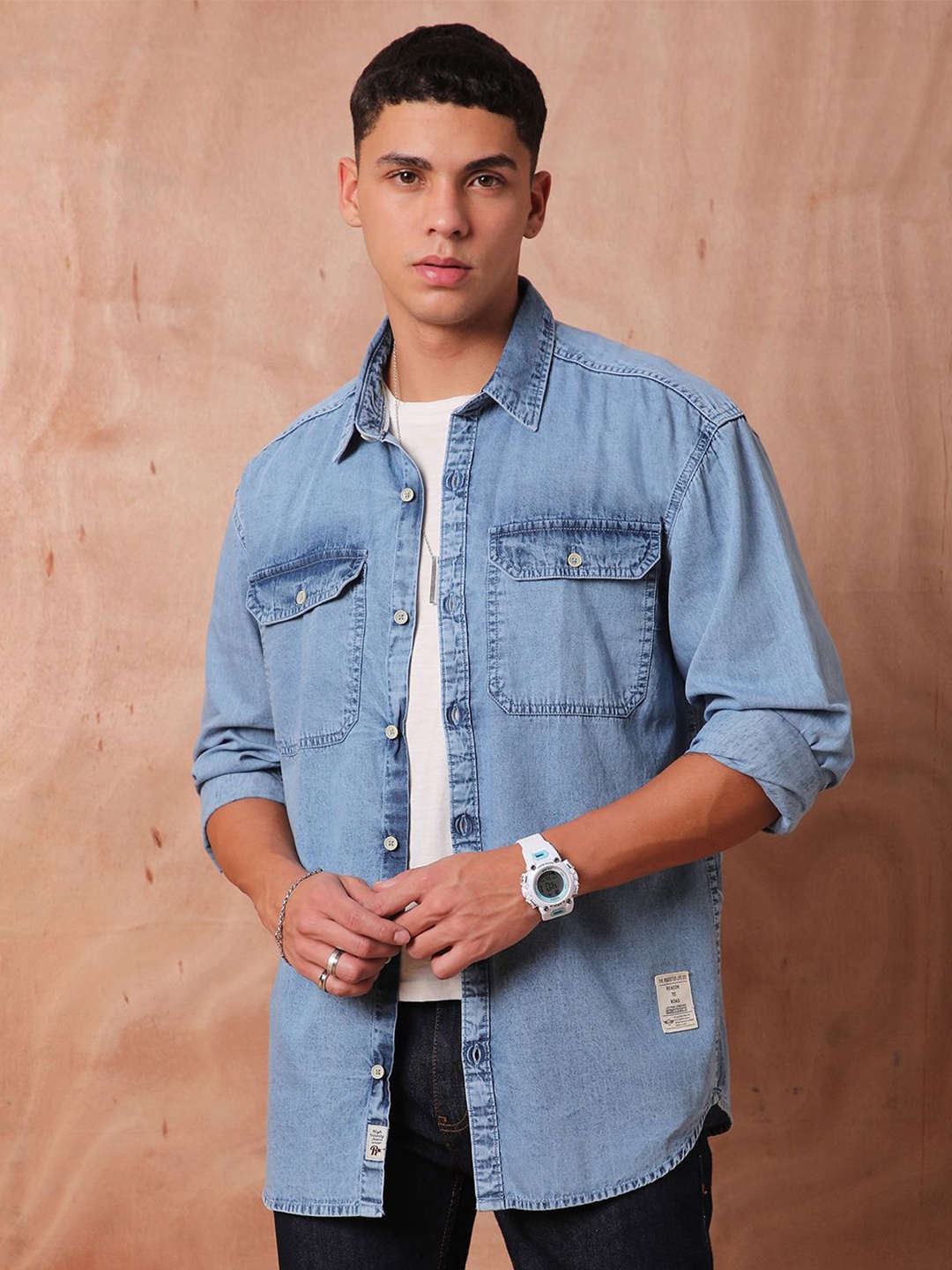 

The Roadster Lifestyle Co Relaxed Fit Longsleeves Shirts, Blue