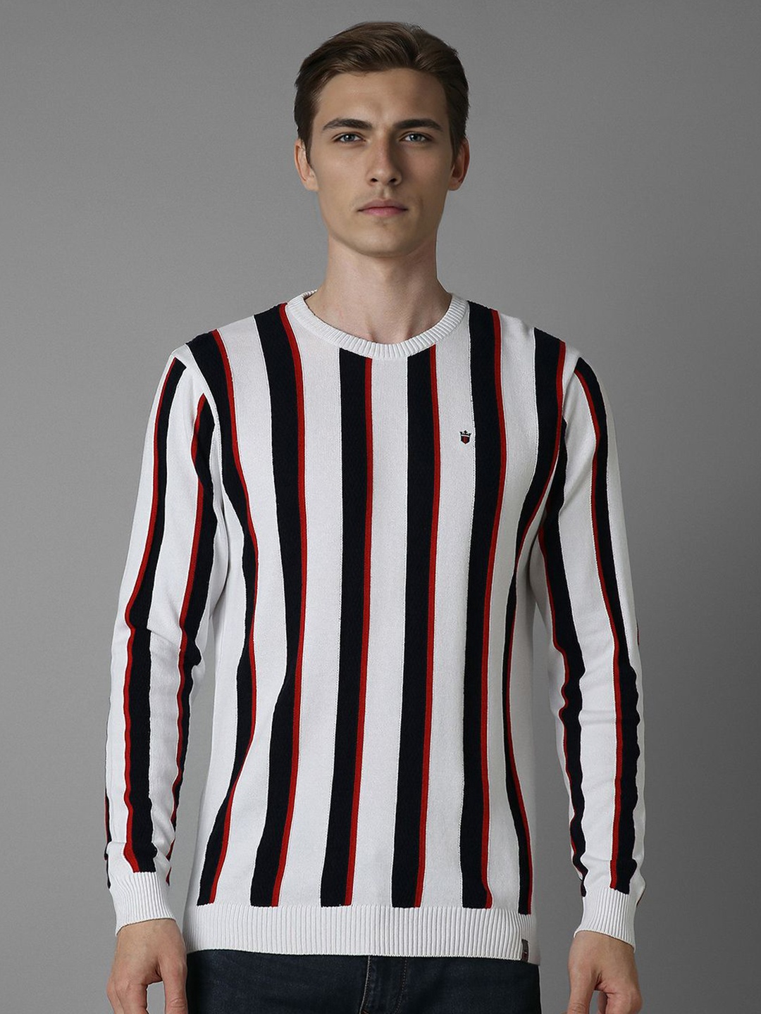 

Louis Philippe Sport Men Striped Pullover, White
