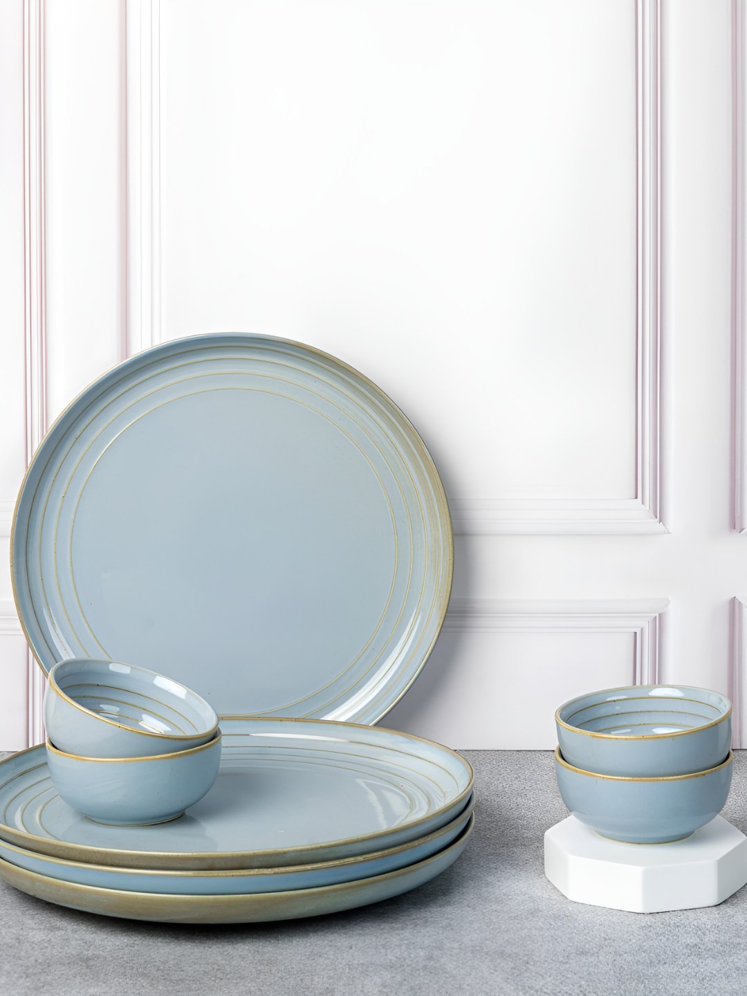 

BODHI HOUSE Blue 8-Pieces Solid Porcelain Glossy Dinner Set