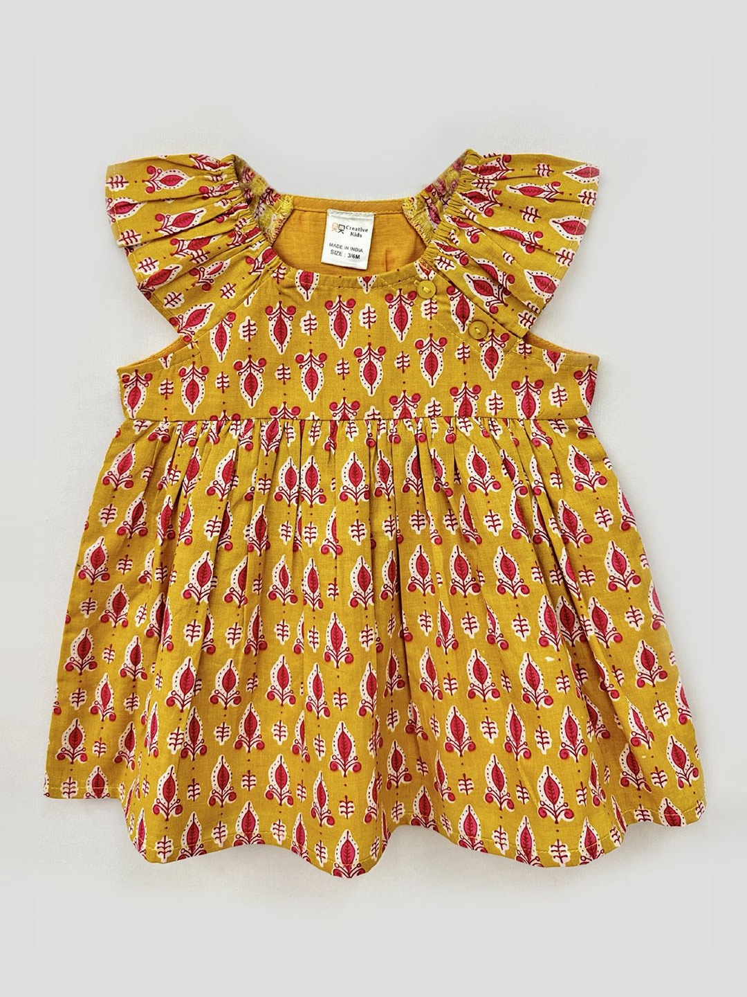 

Creative Kids Print Flutter Sleeve A-Line Dress, Yellow
