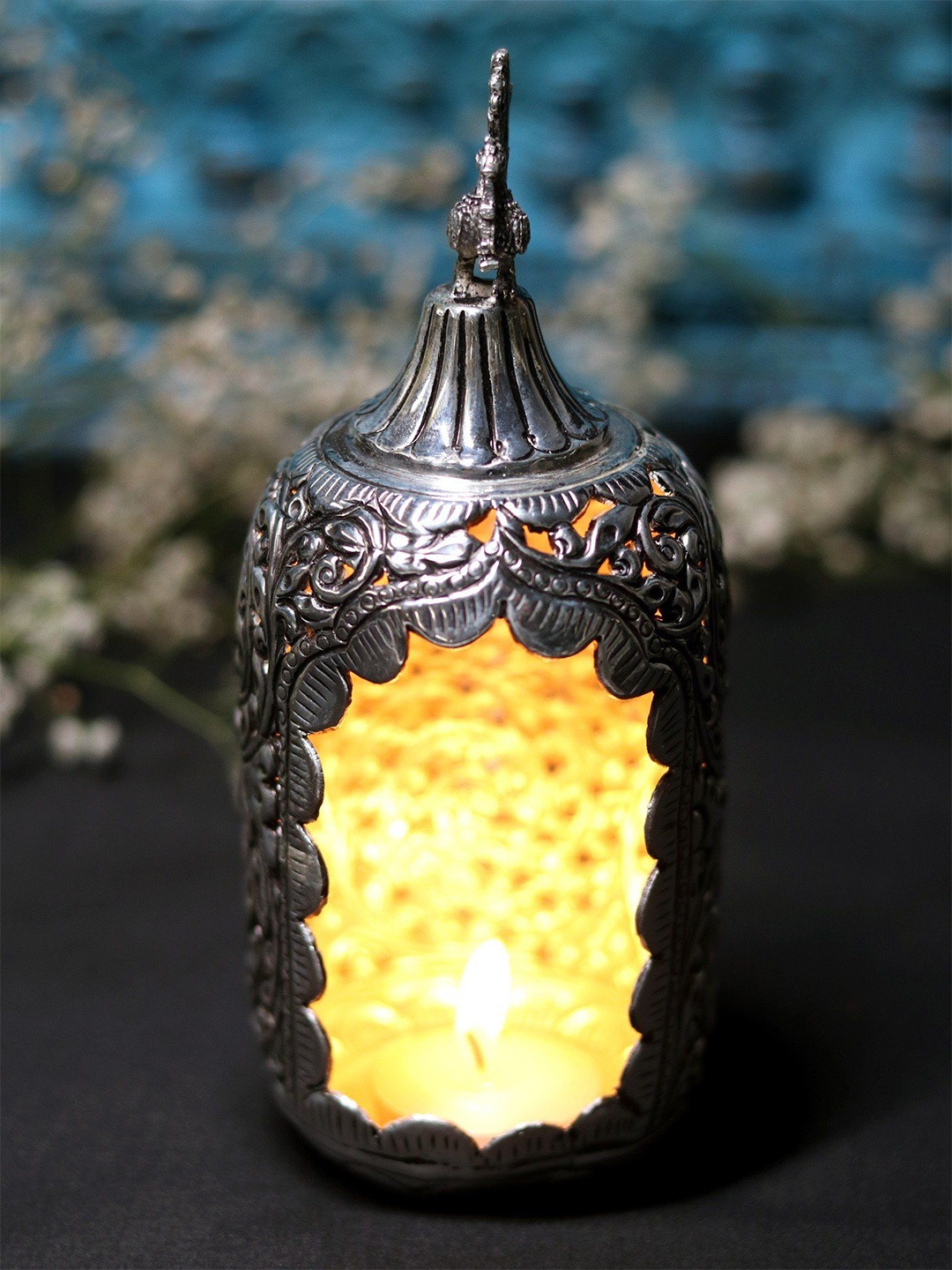 

Exotic India 7" 92.5 Silver Jali Design Ritual Lamp Cover