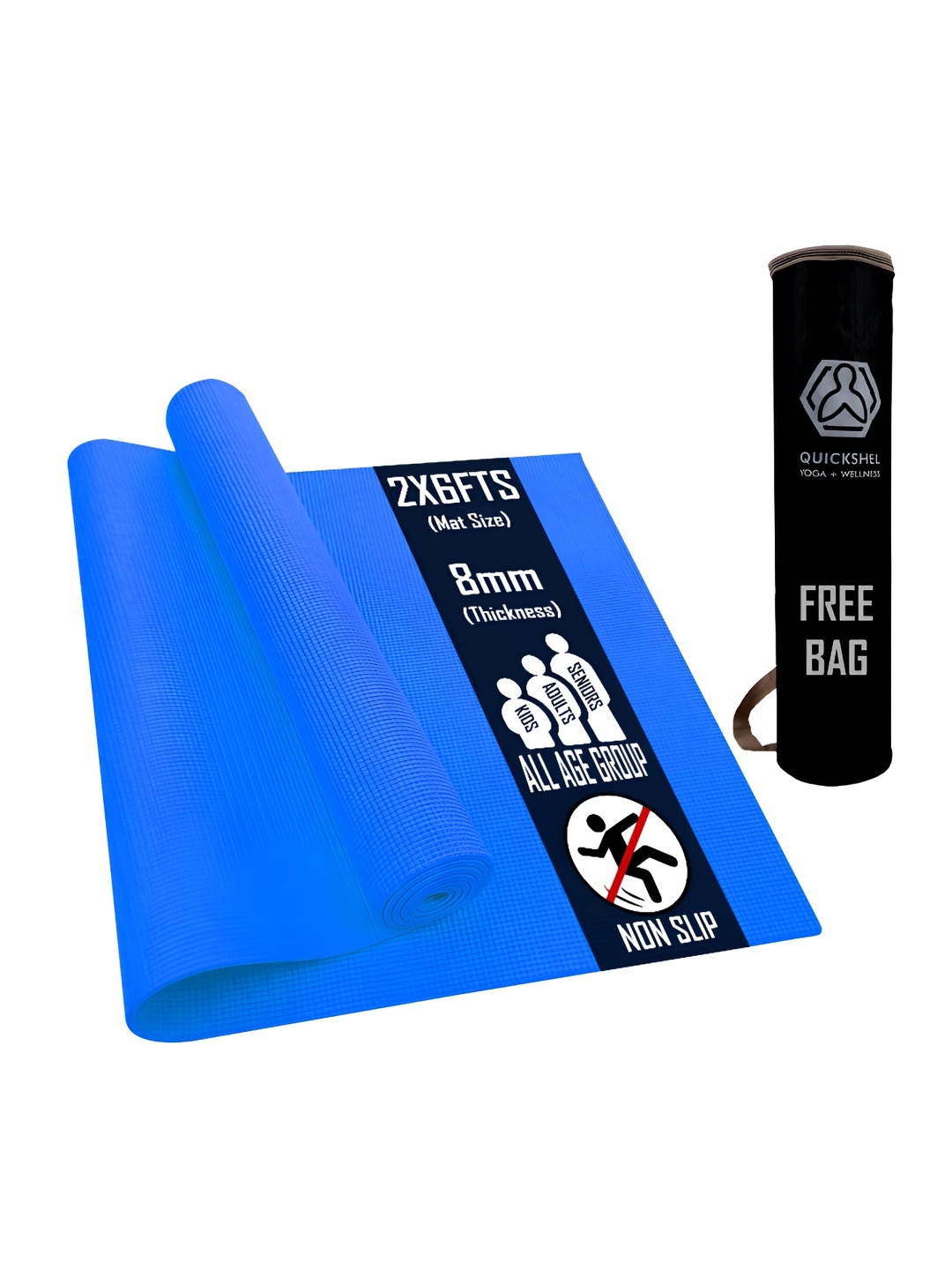 

QUICK SHEL Rectangular Anti-Skid Yoga Mat, Blue