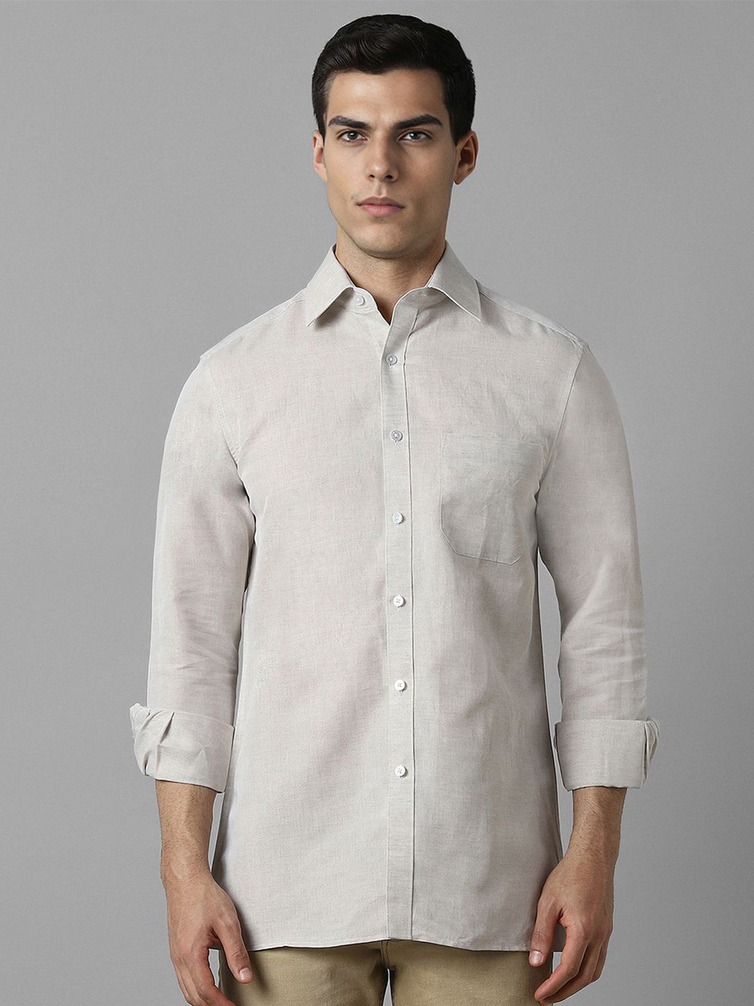 

Louis Philippe Men Opaque Printed Formal Shirt, Grey