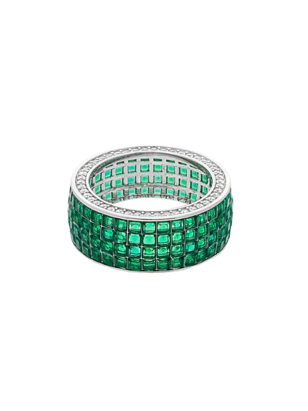 

MISS JO 92.5 Sterling Silver Rhodium Plated Cubic Zirconia Stone Studded Finger Ring