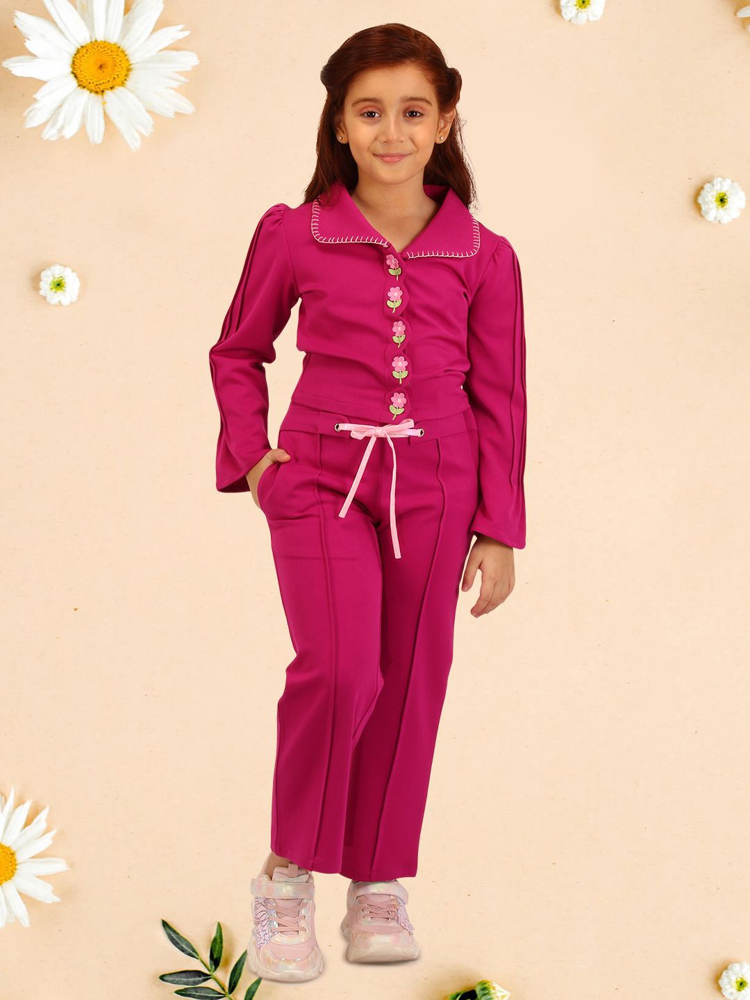 

CUTECUMBER Girls Top with Trousers, Fuchsia