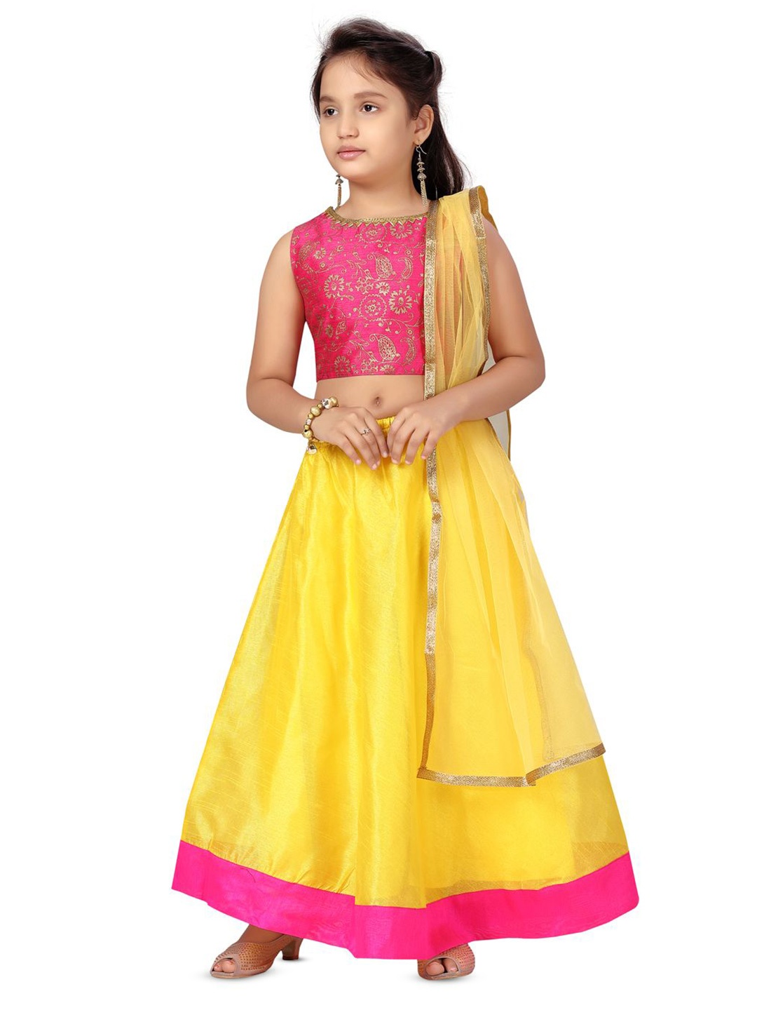 

BAESD Girls Ready to Wear Lehenga & Blouse With Dupatta, Pink