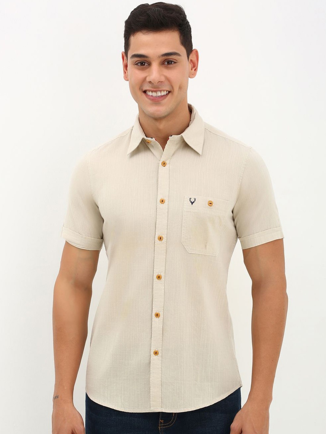

Allen Solly Men Custom Opaque Casual Shirt, Beige
