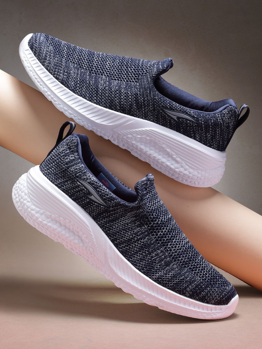 

ASIAN Men Woven Design Slip-On Sneakers, Navy blue