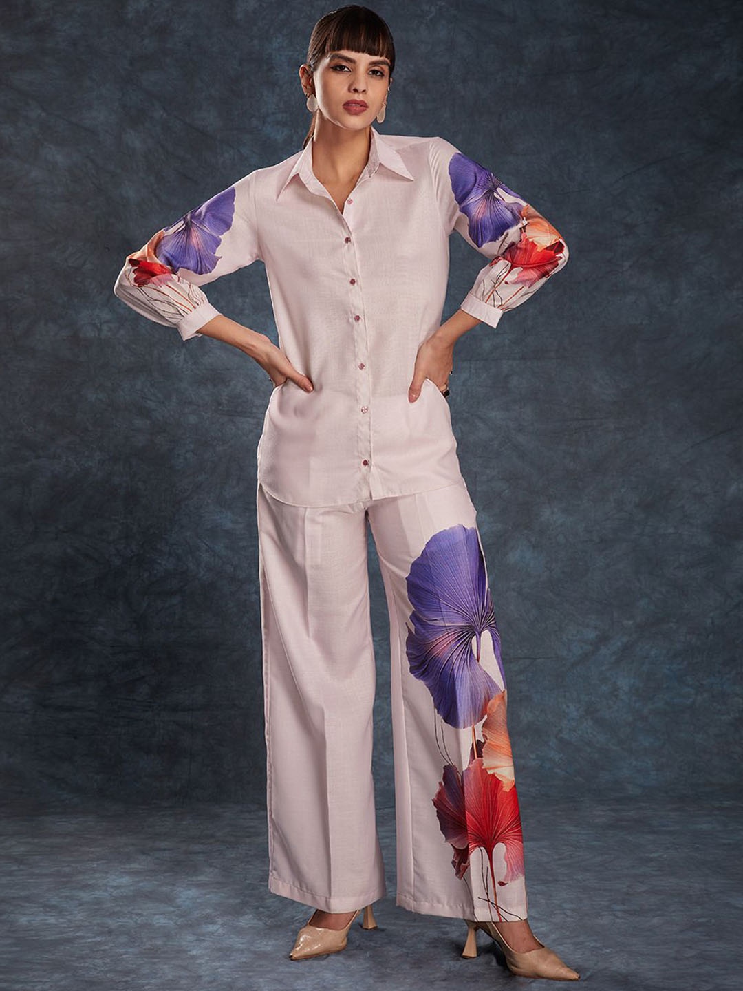 

Fusionic Printed Long Sleeves Shirt & Trouser Co-Ords, Pink