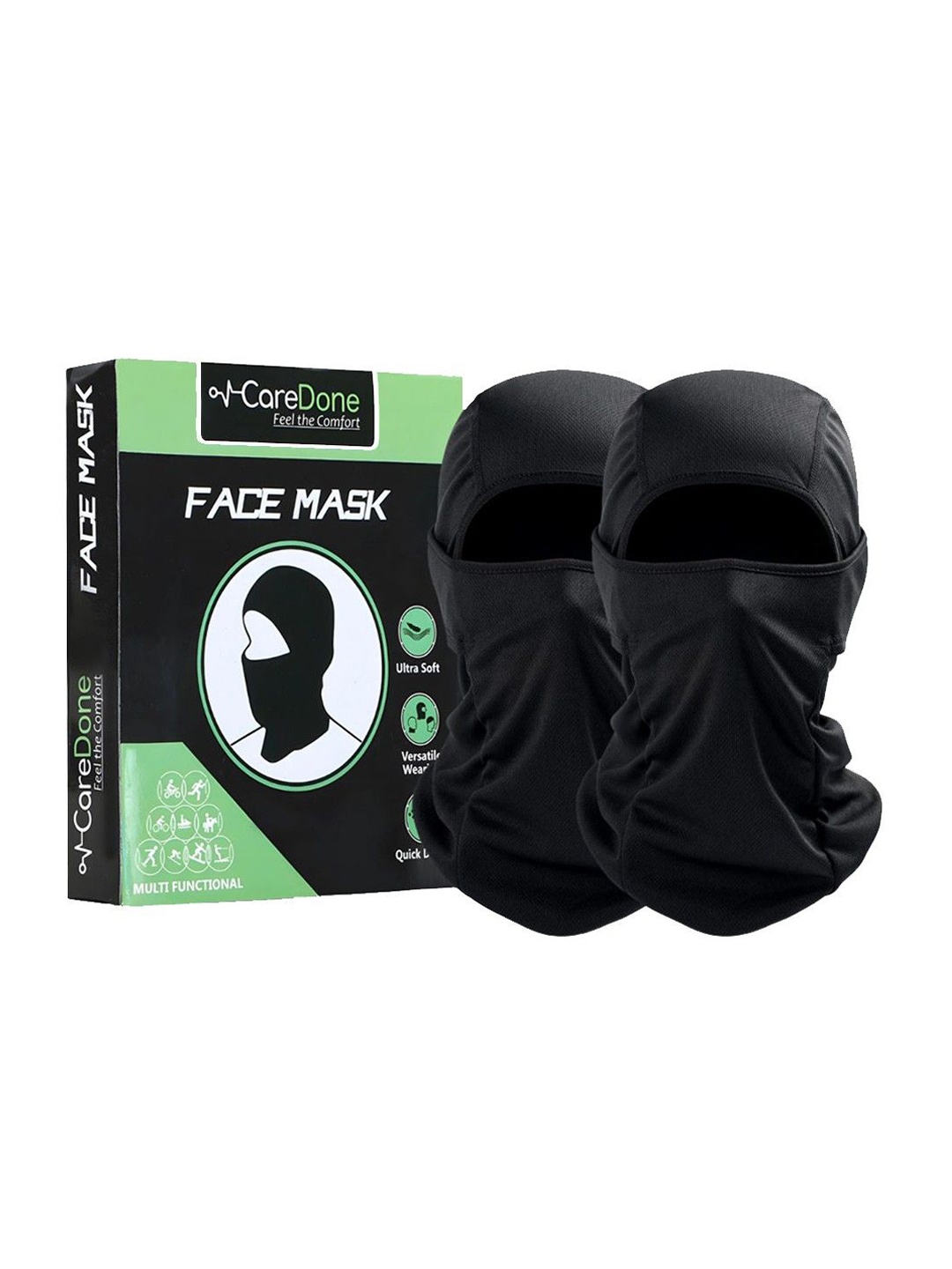 

CareDone Men Pack Of 2 Reusable Bike Riding Dust Protection Face Mask, Black