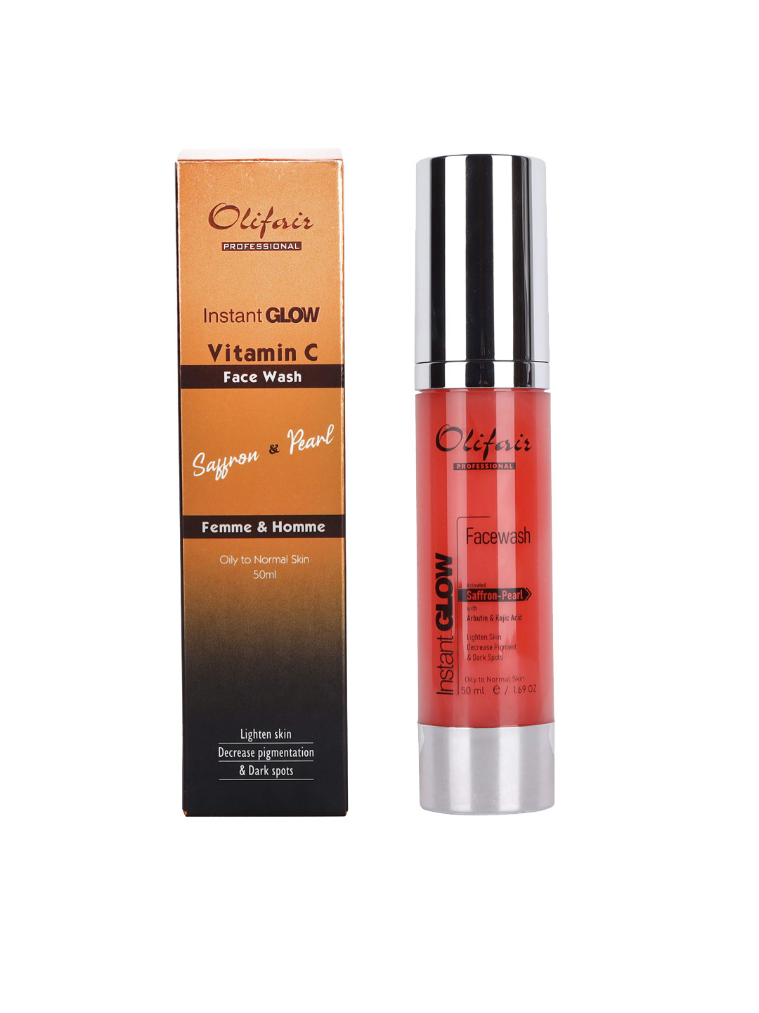 

Olifair Instant Glow Vitamin C Face Wash With Saffron For Deep Cleansing-50ml, Orange
