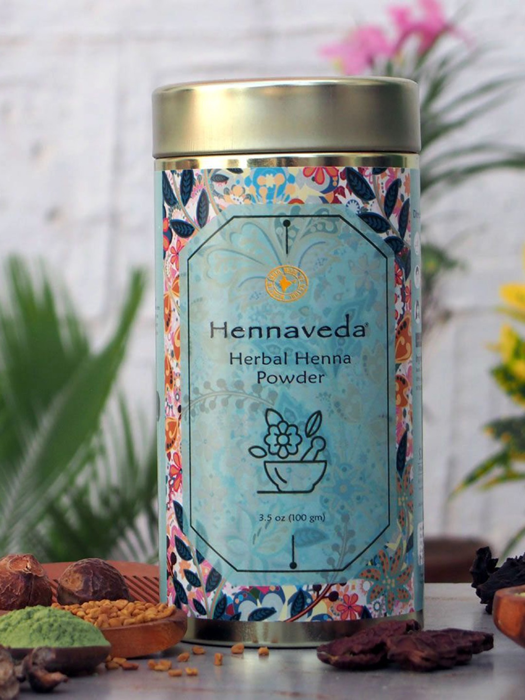 

HENNAVEDA Herbal Henna Powder Black Hair Color 100 g, Green