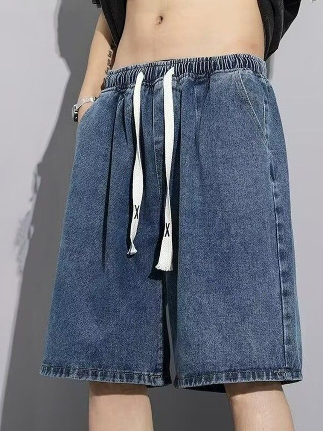 

StyleCast Men Washed Denim Shorts, Blue