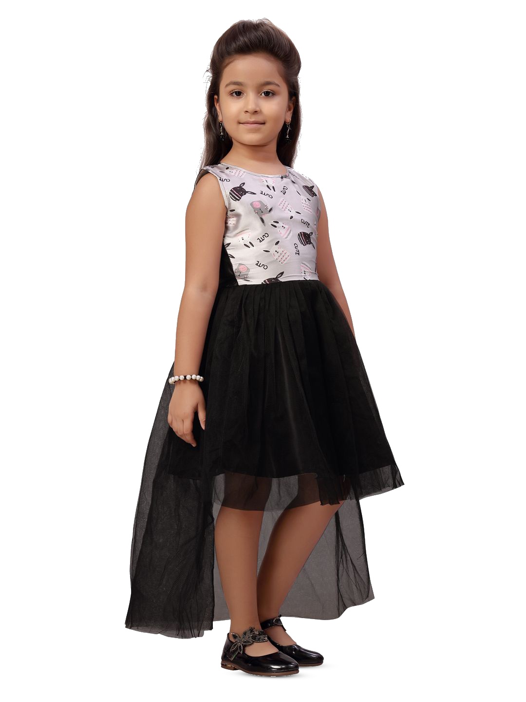 

BAESD Floral Print Net Fit & Flare Dress, Black