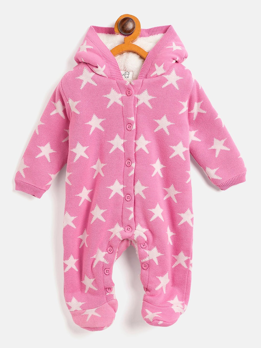 

JWAAQ Infants Printed Winter Romper With Fur Lined, Pink