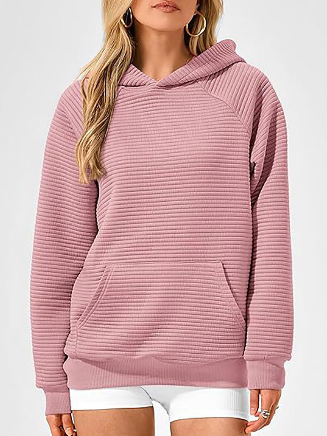 

StyleCast x Revolte Women Striped Hooded Sweatshirt, Pink