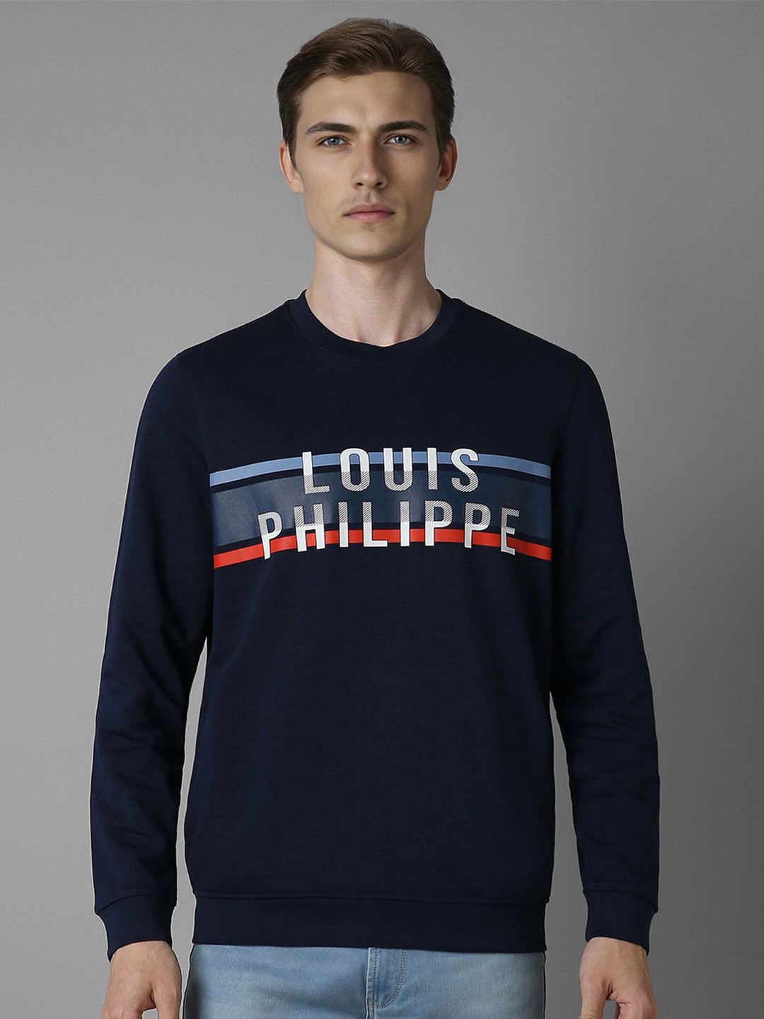 

Louis Philippe Sport Men Printed Sweatshirt, Navy blue