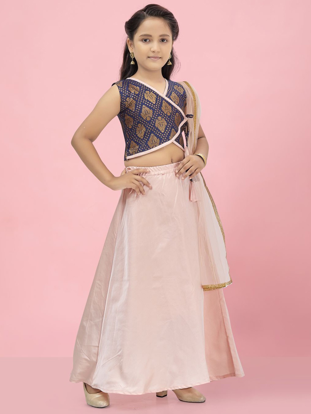 

BAESD Girls Ready to Wear Lehenga & Blouse With Dupatta, Peach
