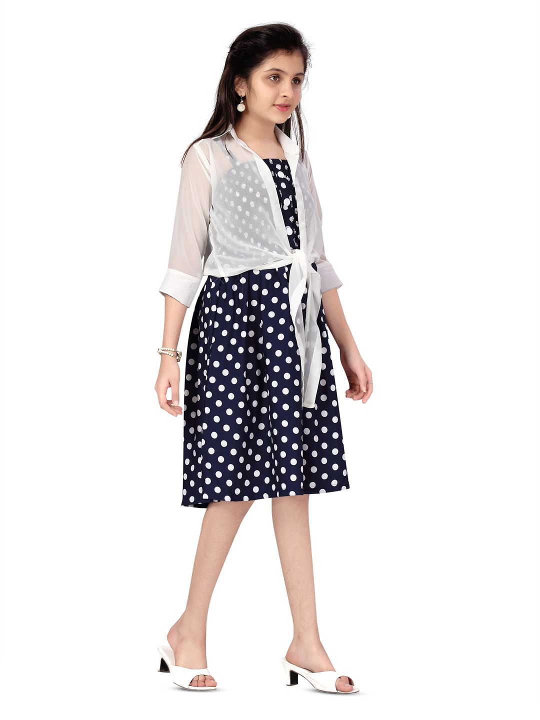 

BAESD Polka Dot Print Fit & Flare Dress, Navy blue