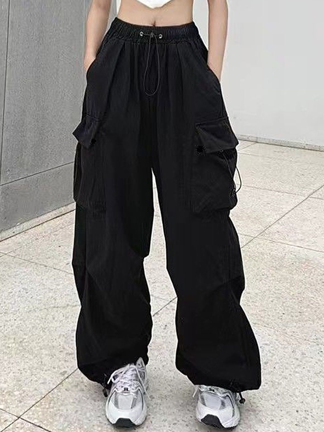 

LULU & SKY Women Straight Fit High-Rise Trousers, Black