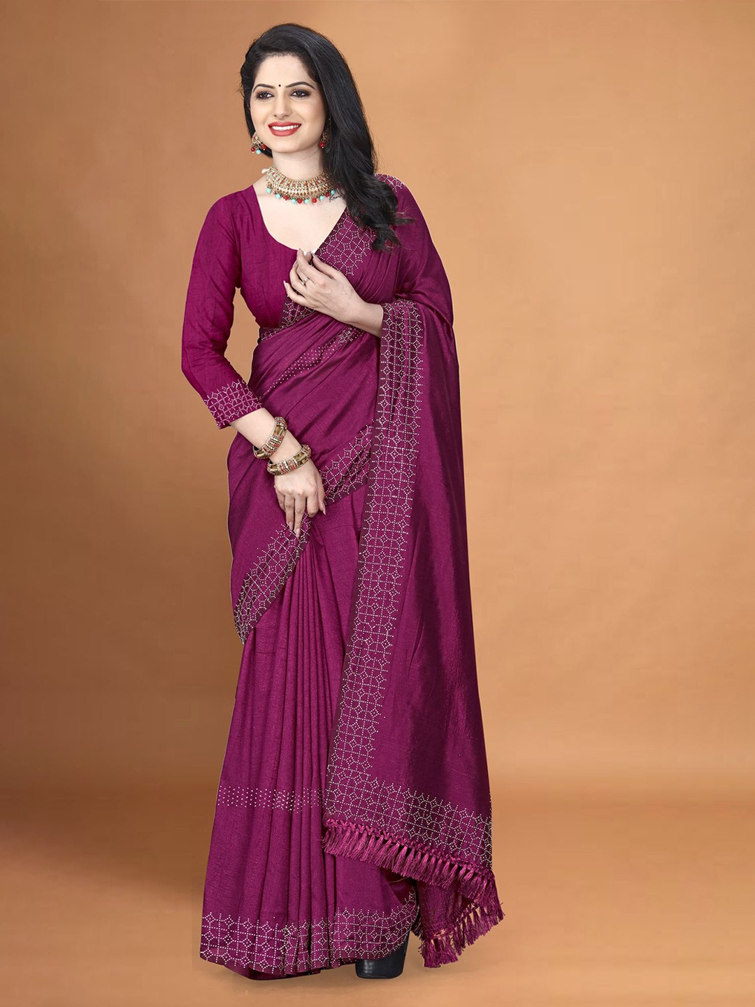 

Sitanjali Floral Jute Silk Kanjeevaram Saree, Burgundy