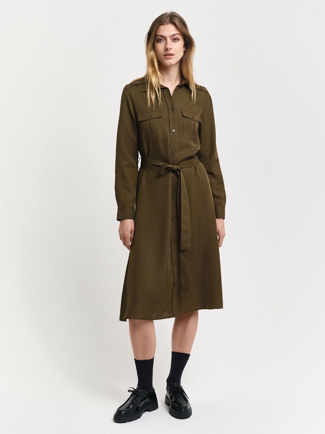 

GANT Fit & Flare Midi Dress, Green