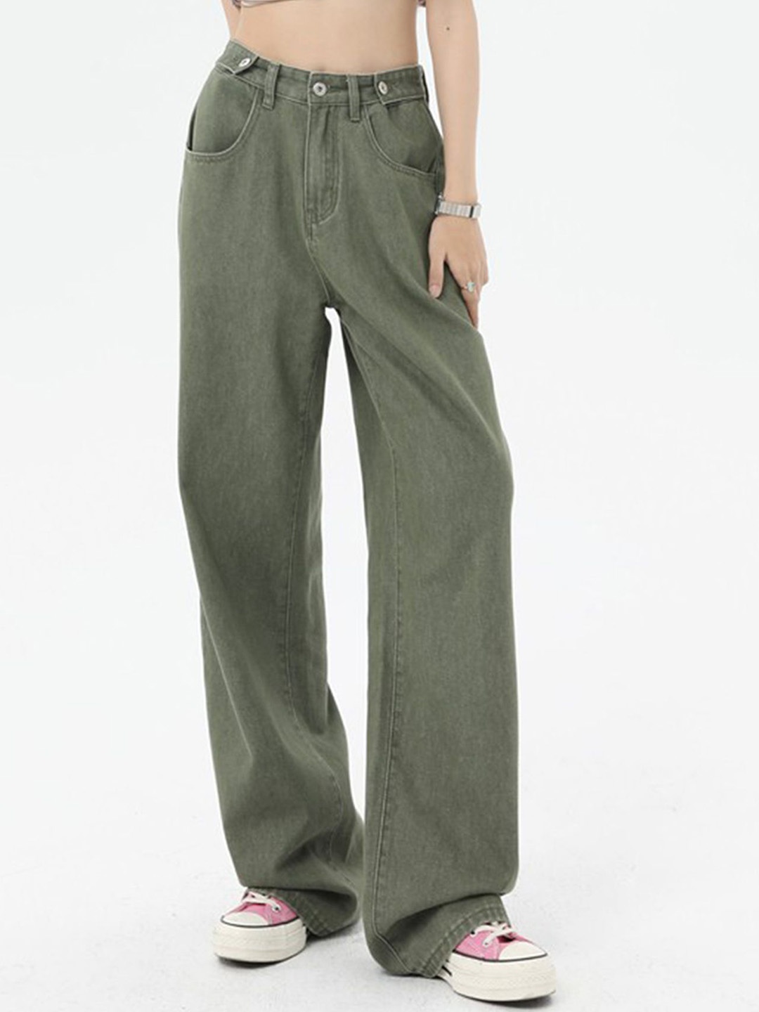 

LULU & SKY Women Straight Fit High-Rise Jeans, Green