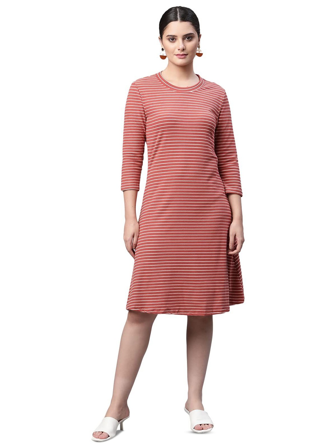 

Global Republic Striped A-Line Dress, Orange