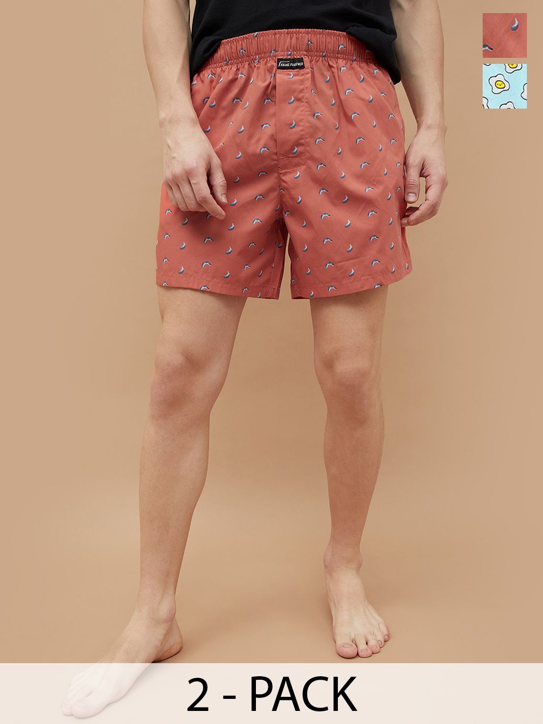 

Fame Forever by Lifestyle Pack Of 2 Printed Cotton Boxers 1000013713252-MULTI, Blue