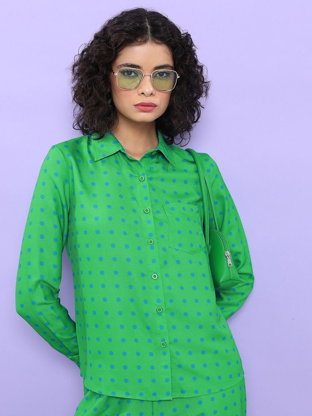 

Tokyo Talkies Women Opaque Checked Casual Shirt, Green
