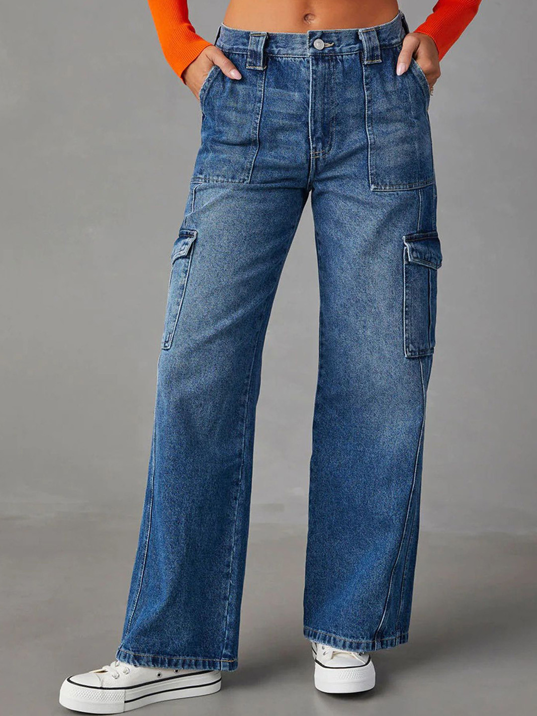 

LULU & SKY Women Straight Fit Cotton Mid-Rise Light Fade Jeans, Blue