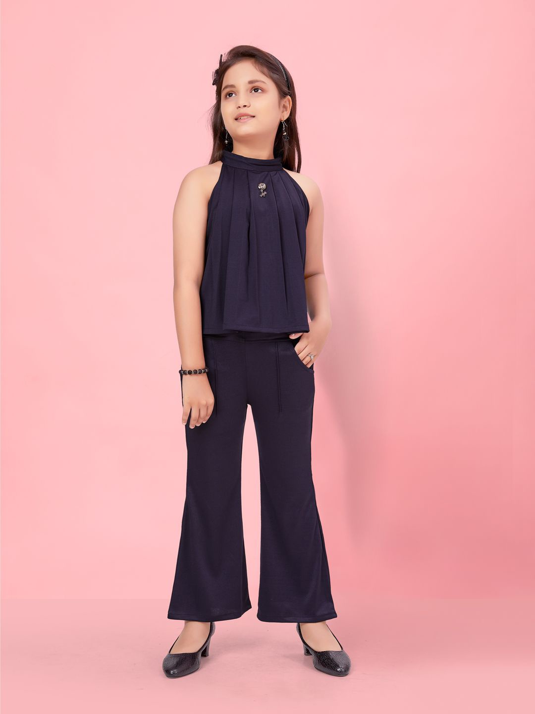 

BAESD Girls Top with Trousers, Navy blue