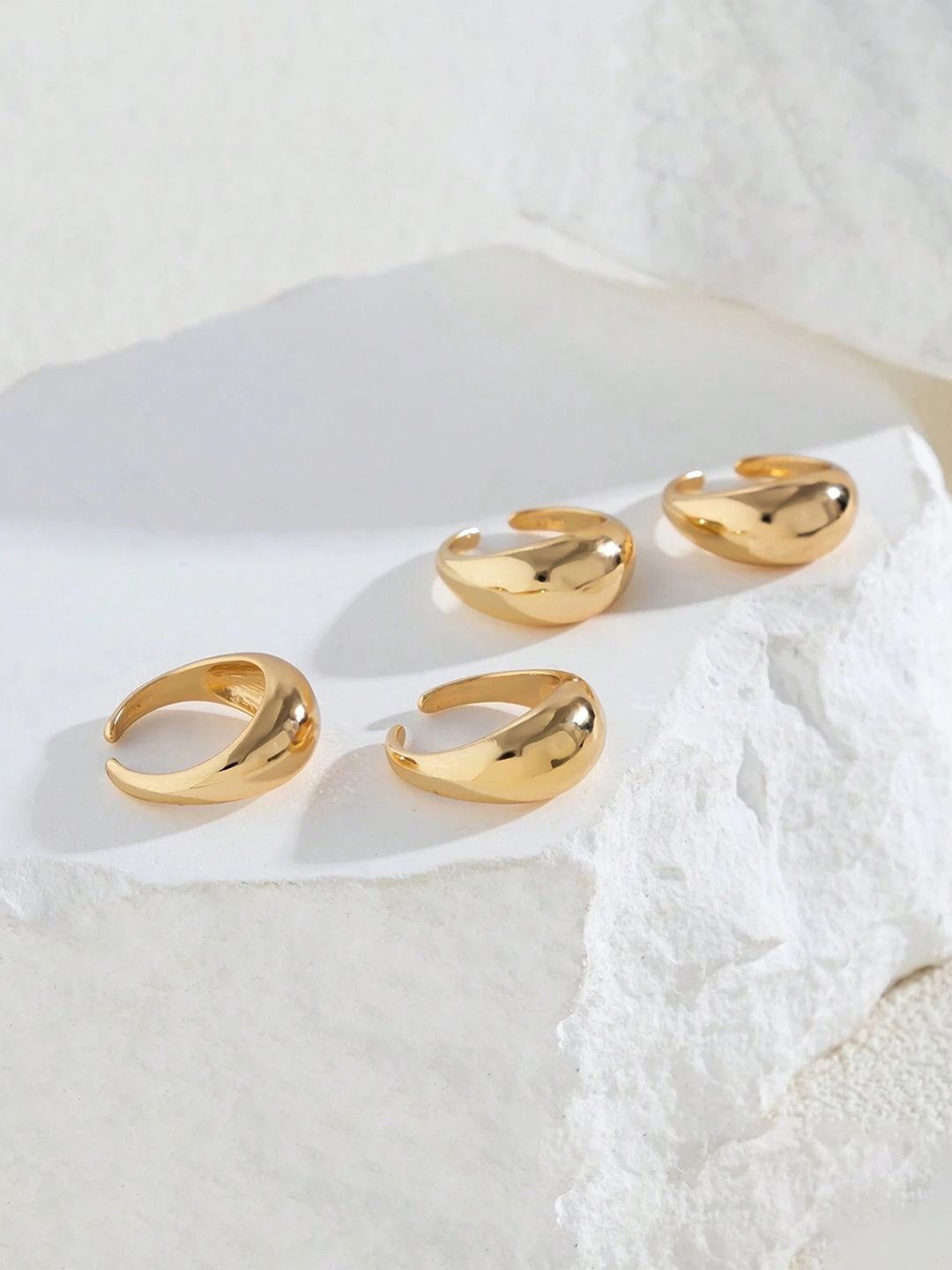 

Jewels Galaxy Set Of 4 Gold Plated Midi Adjustable Finger Rings