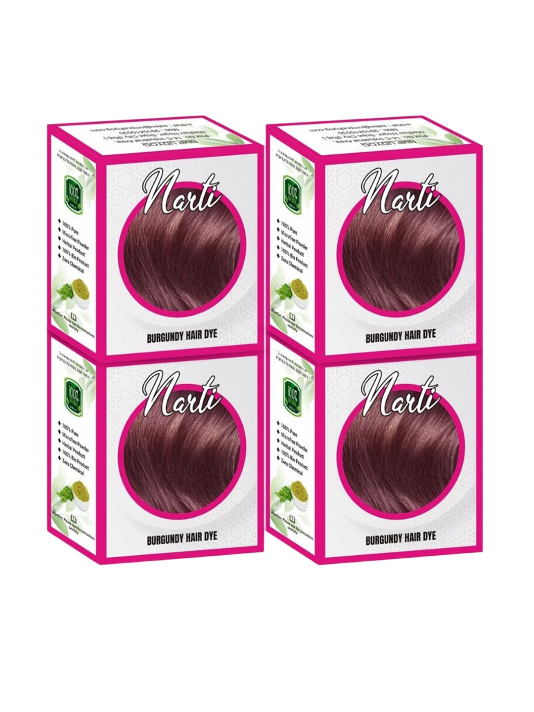 

NARTI Set Of 4 Nourishing Henna Hair Dye- Burgundy- 60g Each