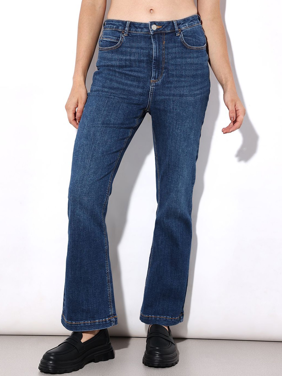 

ONLY Women Bootcut Mid Rise Stretchable Jeans, Blue